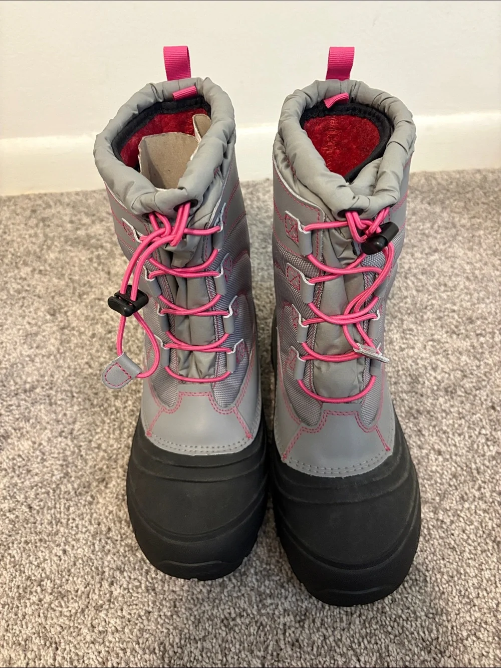 The North Face Kids Gray Boots with Pink Accents